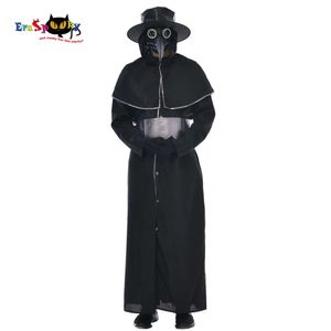 cosplay eraspooky ortaçağ steampunk veba doktoru kostüm robe tam set erkekler gotik kuş gagası lateks maskeler şapka cadılar bayramı kıyafeti için cadılar bayramı kıyafeti