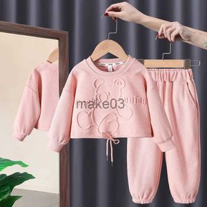 Комплекты одежды Комплекты одежды для маленьких девочек Kawaii Lovely Bear Cute Baby Girls Boys Толстовка Костюмы Хлопковая толстовка с капюшоном + брюки Комплект одежды из 2 предметов 2023 J231020