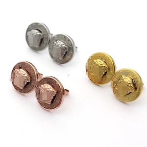 15mm uomo ragazzo originale designer di marca testa rotonda perno in acciaio inossidabile 750 18k oro argento rosa donne ragazza orecchini gioielli da sposa ragazzo amico regalo di Natale