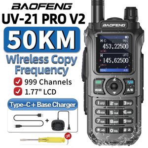 Walkie Talkie Baofeneng UV 21 Pro V2 Kablosuz Kopya Frekansı 16 km uzunluğunda Tip C İki yönlü Radyo Ham CB UV 5R UV 17 231019