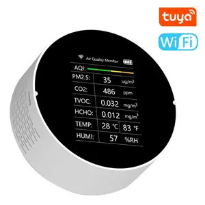 Tuya Wifi CO2 Metre 7, 13:22.5 TVOC HCHO Sıcaklık Nem AQI Detektörü Hava Kalitesi Monitörü Ev Sensör Analizörü
