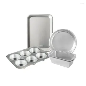 Электрические духовки, алюминиевый набор для жарки на воздухе и компактный набор форм для выпечки, серебро