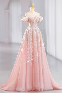 2023 Parlak Pembe Gelin Elbiseleri Prenses Prenses Kepçe Dantel Kristal Pleat Plus Boyutlar Düğünler İçin Takım Omuzlar Omuz Anne Damat Elbiseleri