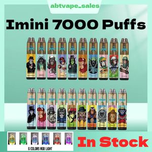 Новый торнадо Imini 7000Puffs 850MAH Аккумуляторное устройство Ondosable Device 15 мл Переполненные стручки портативное паховое устройство E -CIT наборы прозрачные масляные бак -упаковки для подарочного