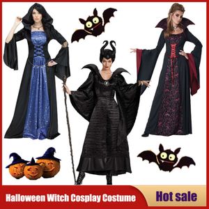 Cosplay vampire cadılar bayramı kostümleri seksi siyah cadı sihirbazı cosplay yetişkin güzellik kadınlar kötü elbise maskeli balo parti mujer kıyafeti