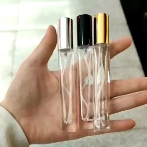 10ml kare lehine mini berrak cam esansiyel yağ parfüm şişe sprey atomizer taşınabilir seyahat kozmetik konteyner parfüm şişeleri üst