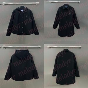 Kadınlar Kısa Stil Yün Palto Sonbahar Kış Sıcak Rüzgar Dergisi Klasik Metal Üçgen Yün Dış Giyim Siyah Trençkot Kaput kaputu