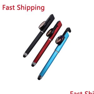 Гелевые ручки оптом, 0,5 мм, ручка для сублимации, пустой сенсорный стилус Sn с держателем для мобильного телефона, рождественский подарок, прямая доставка, Office S Dhipv
