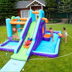 Şişme su kaydırağı parkı sıçrama evi slayt kale parti evi sıçrama havuzu çocuklar için patlama 450w hava üfleyici topu atış tırmanma atlama eğlence