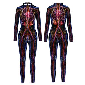 Organ Floroskopi 3D Baskı Kadınlar Seksi Sıska Tulum Karnaval Cosplay Kostümleri Bodysuit Party Party Rompers Monos Mujer 2023