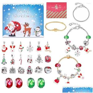 Braccialetti con ciondoli Braccialetti con ciondoli Calendario dell'Avvento di Natale Gioielli Pendenti con ciondoli fai da te Kit per la creazione di braccialetti per bambini Gioielli per il conto alla rovescia B Dhfxw