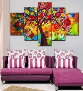 El boyalı renkli ağaç yağlı boya 5 adet tuval sanat modern ev dekorasyon duvar resimleri oturma odası için 6200125