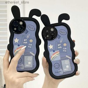 Cep Telefon Kılıfları İPhone 13 için Sevimli 3D Tavşan Kabuğu 14 Pro Vaka Yaratıcı Yumuşak Cep Telefonu Koruyucu Kılıf İPhone 11 13 12 Q231021