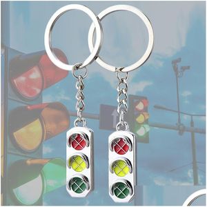 Party Favor Traffic Light Keychain Alloy Car Key Ring Metal Bag Pendant Creative Birthday Wedding Partygifts Q442 Drop Delivery Home Dh83T