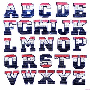 Nosyonlar Sequin Letter Demir Olanlar ABD bayrak desen alfabesi parıltı dikiş için harfler dikiş şapkaları çantalar giysi ceketler diy zanaat damlası
