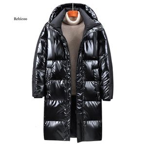 Erkek yelekleri kalınlaşmış parlak aşağı ceket erkekler uzun tip kış modaya uygun yakışıklı erkek giyim ceket 231020