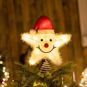 1 шт., Рождественская елочная звезда с огнями, Светодиодный ночник на верхушке дерева на батарейках, Рождественская елочная звезда, украшение на елку, Декор для тематической вечеринки, Рождественский декор