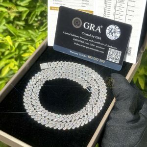 Wholesale 8mm 20 Inches Hip Hop Vvs Diamond Necklace 8inches Bracelet 925 Silver Iced Out 2 Rows Cuban Link Moissanite Chain