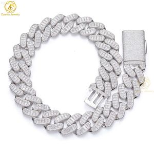 28mm 4 Row Trendy 925 Silver Necklace Moissanite Cuban Link Chain Hip Hop Jewelry Iced Out Cuban Chain