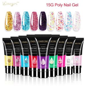 Nail Polish Limegirl 15ml Poly Gel Glitter Building For Manicure Art Design Luminous Polygels Extension 231020