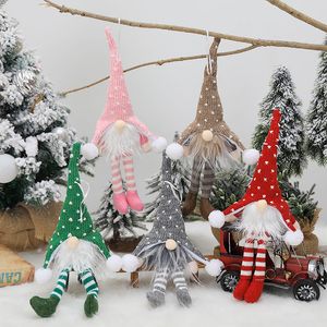 Yeni Noel Süslemeleri Örme Uzun bacaklı Forester Bebek Led Işık Yüzsüz Yaşsız Adam Noel Ağacı Kolye