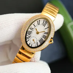 Diamond Ladies Quartz Saat Tasarımcısı Klasik Saat Boyutu Küçük 24mm Büyük 29mm Roman Dials Kaplı Cam Ayna Banyosu İzle Paslanmaz Çelik Kasa Kadın Saat
