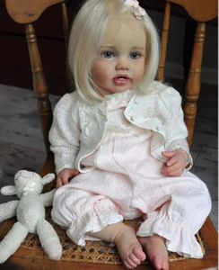 Куклы FBBD, индивидуальная ограниченная поставка, 24-дюймовая кукла Reborn Baby Lottie с белыми волосами, укорененными вручную, как на фотографиях. Готовая кукла 231023.