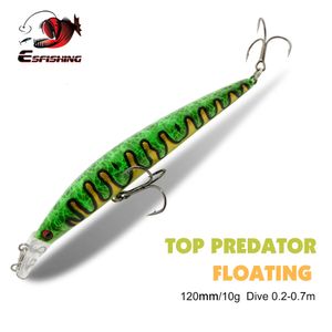 Yemler Esfishing Fishing Yüzen Minnow 120mm 10g Dalış 0207m Leurre Soull Swimbait Üst su seçmek için iki derinlik 231023