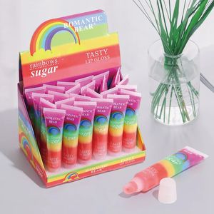 Batom 24pcs Rainbows Hidratante Lábios Bálsamo matiz Cuidado Bulk Jelly Sugar Lipbalm Saboroso Batom Brilhante Lip Gloss Maquiagem Conjunto de Batom 231020