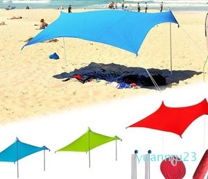 Çadırlar ve Barınaklar Aile Plajı Güneşlik Hafif Güneş Gölge Çadır Kum torbası Ankrajı Ücretsiz Peg Park için Büyük Taşınabilir Kanopi