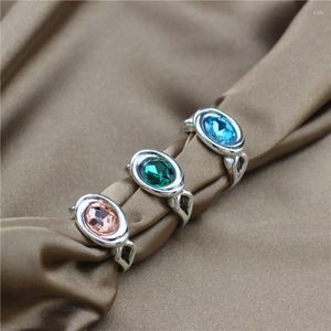Кольца кластера Anslow, винтажные модные уникальные посеребренные овальные кристаллы, женские подарки, оптовый поставщик ювелирных изделий, подвески для пары, друга