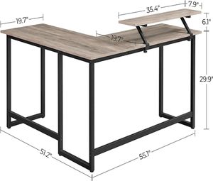 LShaped Computer Desk Industrial Workstation for Home Office Study Writing and Gaming Greige4325106