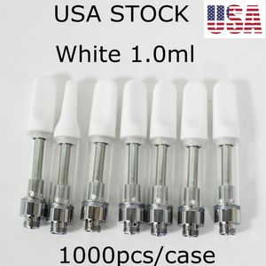 USA Stock 1.0ml Ceramic Cartridge 510 Thread Atomizer 2.0mm Thick Oil Holes Carts Empty Pen TH205 Carts Foam Tray Packaging Local 2-5 Day Delivery