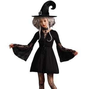 Cadılar Bayramı Kostümleri Kadın Tasarımcı Cosplay Kostüm Cadılar Bayramı Kostüm Koyu Gotik Lolita Hook Şapka Şey Demon Cadı Elbaşı Açık Göğüs Etek