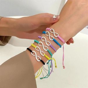 Charme pulseiras moda infinito sinal pulseira para mulheres homens feitos à mão ajustável colorido trançado corda amizade jóias presente