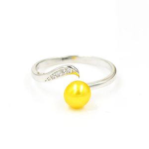 Mücevher Ayarları Yeni Tasarım Toptan S925 Sterling Sier Half Moon Ring Montajlar İnciler için Ayarlanabilir Yüzük Aksesuarları Mücevher Diy Orn DH0ok