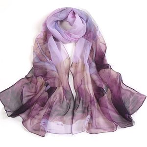 Tasarımcı Renkli Çiçek İpek Eşarp Kadınlar Şifon Eşarpları Sarong Wrap Beach Pashmina 160x50cm