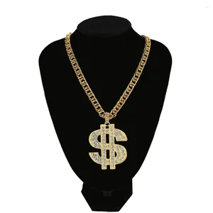 Anhänger Halsketten Hip Hop vergoldete Kette Halskette für Männer mit Dollarzeichen Rapper Geld Bling Schmuck Geschenk