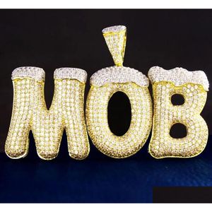 Ожерелья с подвесками в стиле хип-хоп, снежная шапка, ожерелье с буквами на заказ, комбинация названий, 24 дюйма, теннисный цирконий, Jewelryzz, Прямая доставка, ювелирные изделия Pe Dhwbu