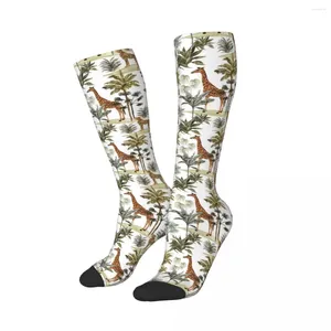 Мужские носки тропические винтажные гавайские пальмы длинные мерч зебра жираф слон леопард теплые исполнительные нескользящие
