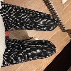 Kadın Tozluklar Sonbahar Parlak Sondaj İnce Sıkı Sıkı Kalem Pantolon Elmaslar Boncuklu Parlayan Elastik Rhinestones Kristal Pantolon