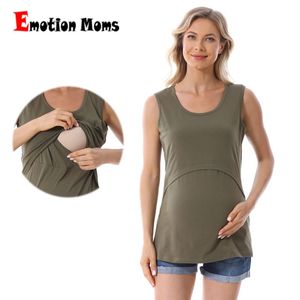 Kamaruk tankları annelik üstleri tees kadın annelik giysisi tankı üstleri kollu emzirme gebelik giyim yaz camis üstleri artı S-4XL 231023