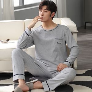 Men's Sleepwear Arrival Spring Men Pajamas Long Sleeve Male Pajama Set Knited Cotton For Suit homewear 4XL 231020