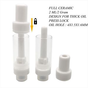 Cartuccia in ceramica piena da 2,0 ml USA Stock 510 Atomizzatore in ceramica interamente a pressione Carrelli per olio denso a pressione Vassoio in schiuma per penna vuota Imballaggio Consegna locale in 2-5 giorni