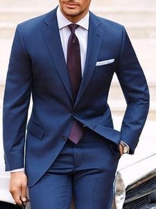 Men's Suits ANNIEBRITNEY Navy 2 Piece Slim Fit Men Formal Suit Tailor Made Groom Wedding Tuxedo Prom Business Set