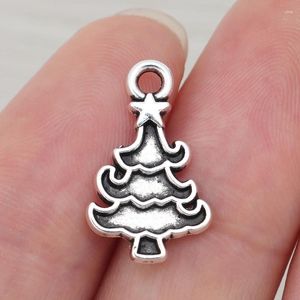 Takılar 50 x Tibet Gümüş Noel Noel Ağacı Pendnats DIY Kolye için Boncuklar Make Mücevher Yapımı Aksesuarlar 20x12mm