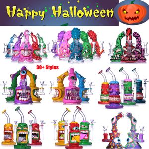 2023 Halloween-Stil Wasserpfeifen Octopus Einzigartige berauschende 5 mm dicke Glasbong Duschkopf Perc Becher Bong Designer-Stil Öl Dab Rig Wachs Rigs Wasserpfeife mit Schüssel