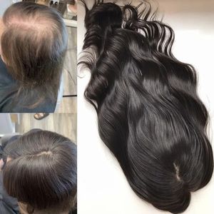 Perucas de renda onduladas 15x16cm virgem cabelo humano topper para mulheres 2mc pu em torno de peruca chinesa 5 clipes em peruca fina 231024