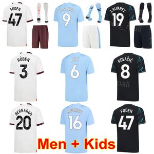 Club 23/24 Fútbol 9 Erling Haaland Jersey Set 17 Kevin De Bruyne 31 Ederson Moraes 19 Julian Alvarez 47 Phil Foden 6 Nathan Ake Bernardo Silva Camiseta de fútbol ManCheng