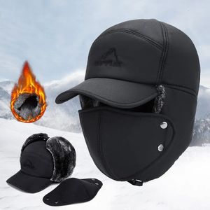 Bisiklet kaskları kışlık sıcak kalınlaştırıcı sahte kürk bombacı şapka erkek kadınlar kulak flep kapak kayak yumuşak termal bonnet şapkalar aşırı soğuk hava için kapaklar 231023